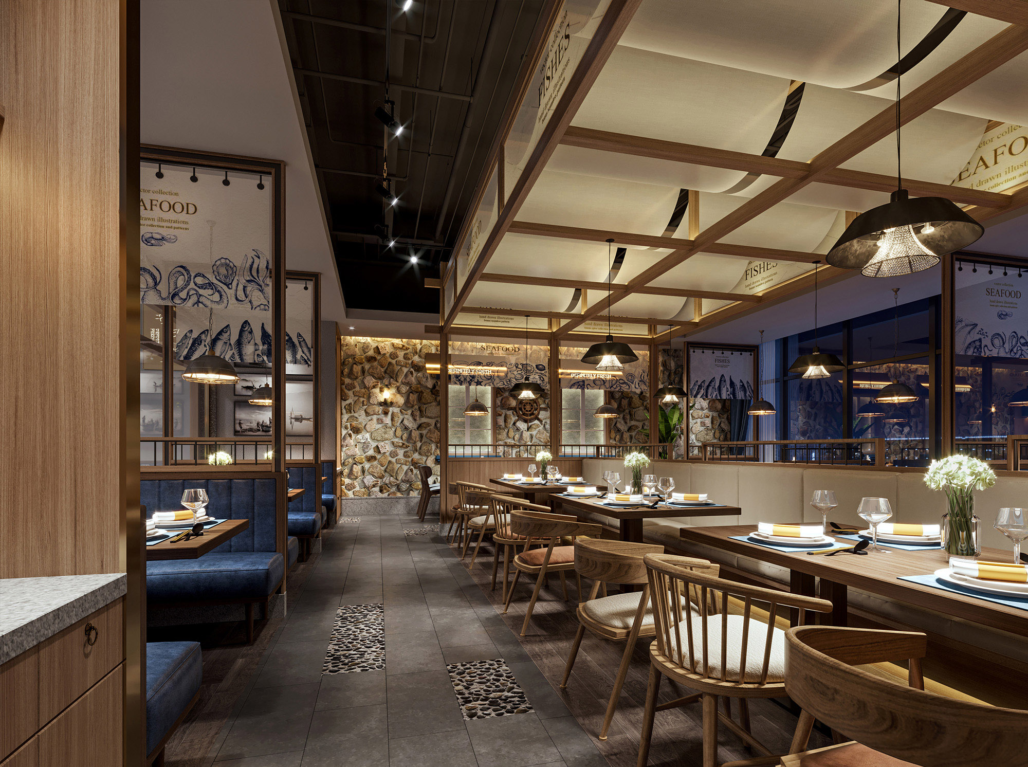 杭州铁定鲜海鲜餐厅设计
