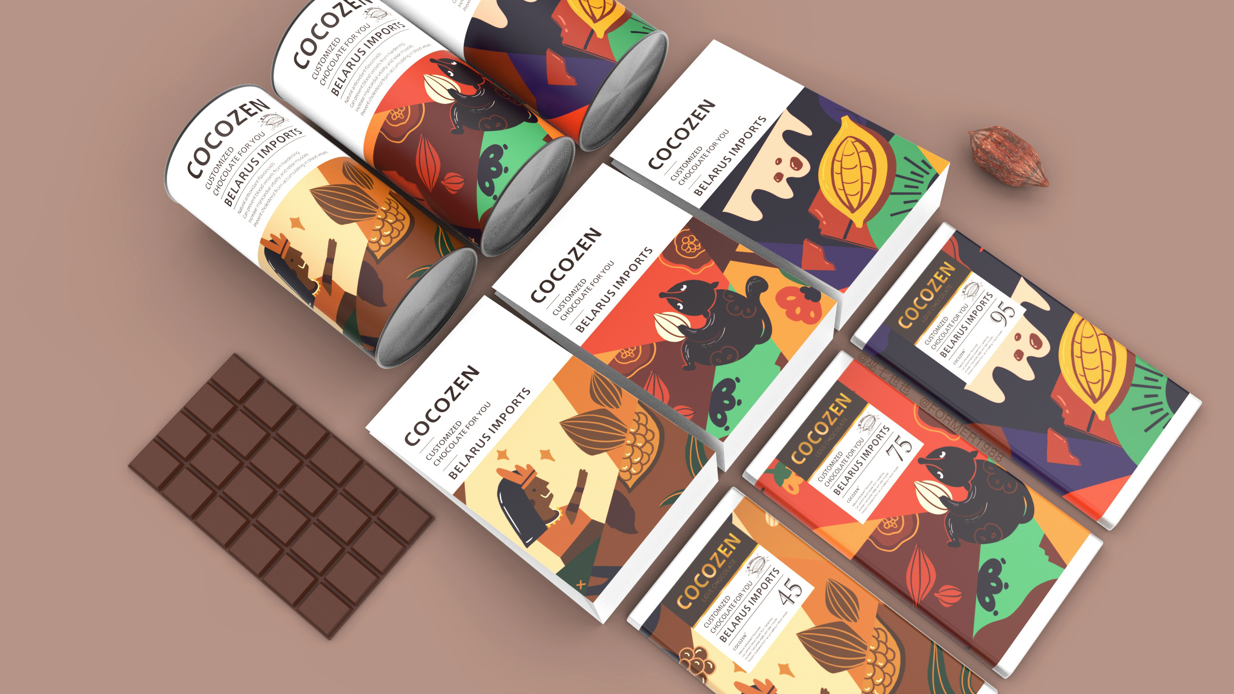 COCOZEN | 巧克力包装设计 | 原创 插画