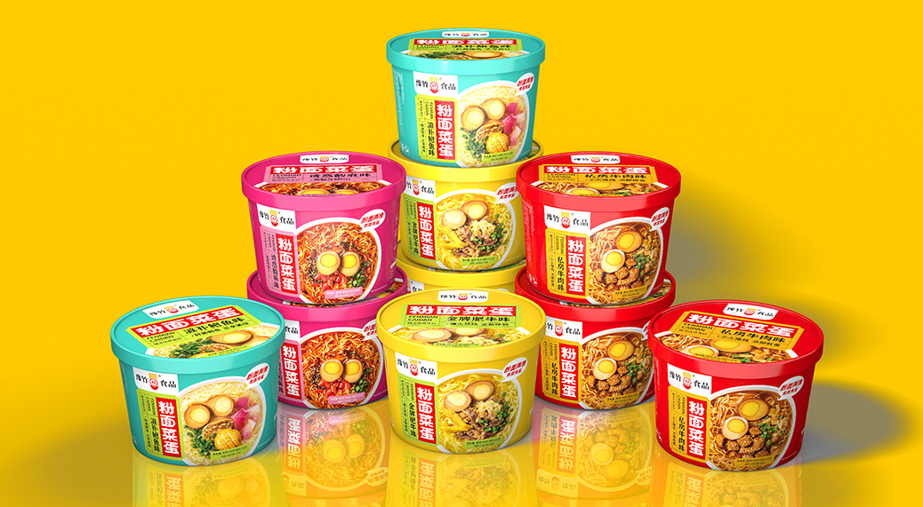 哲仕食品包装设计-豫竹食品粉面菜蛋爆品系列包装设计