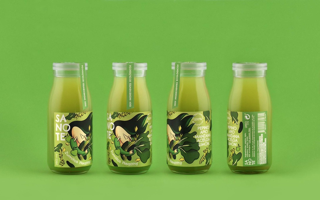 SANOTE自然健康的果汁品牌插画及包装设计欣赏